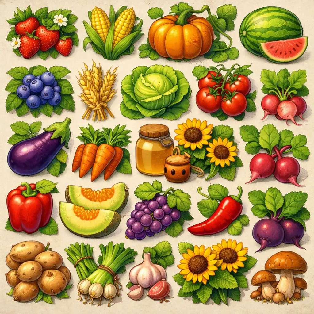 Różne uprawy Stardew Valley